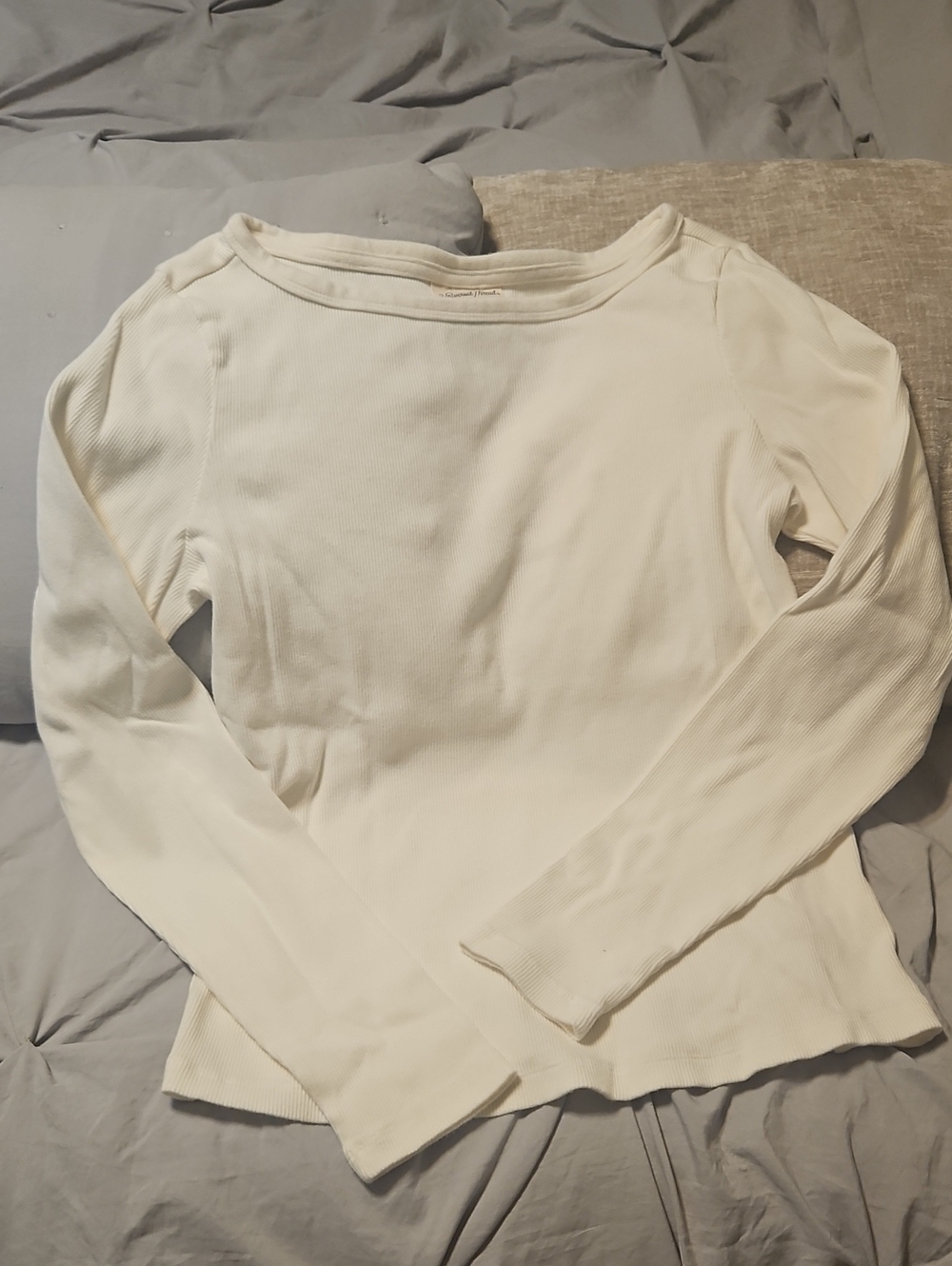 Universal Thread Women's Ribbed Long-Sleeve Top in Cream